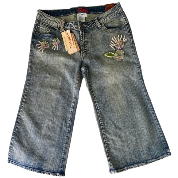 LEO Roma Capri Jeans Fit and Flare Stretch Beads Sequins Juniors Size 11 - Picture 1 of 8